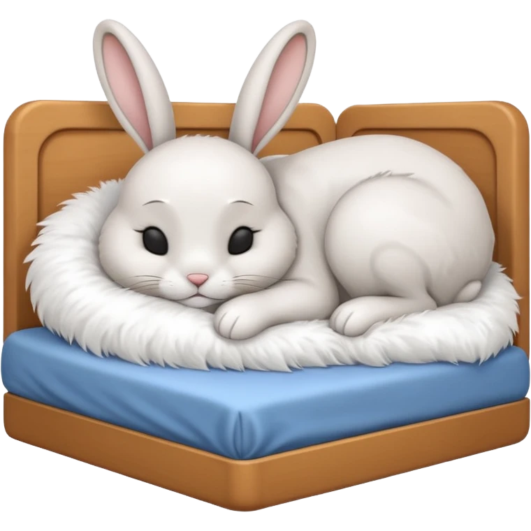 cartoon rabbit sleeping soundly in a big bed by itself with its eyes closed emoji