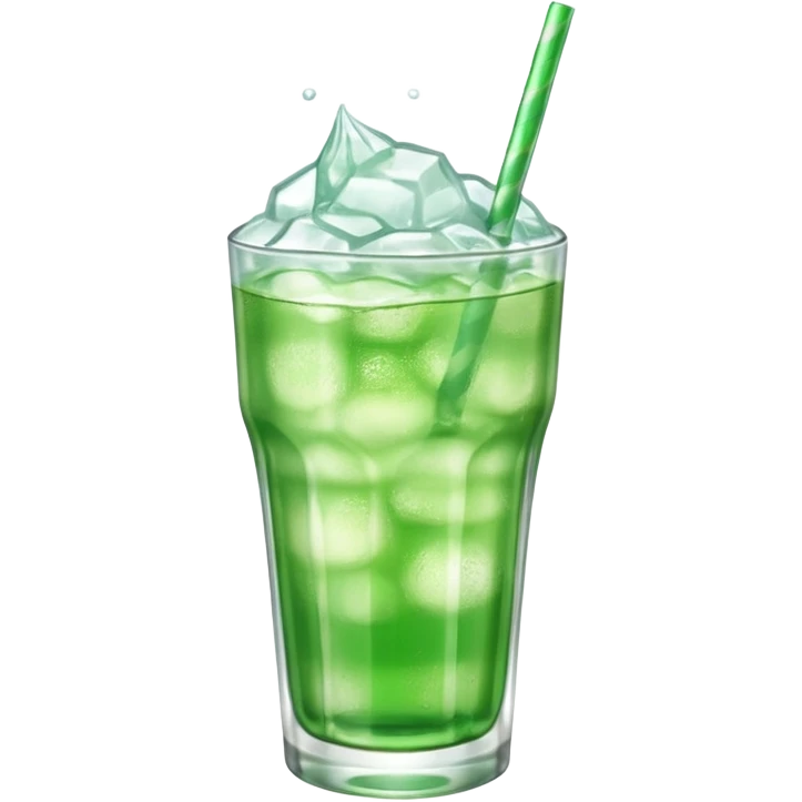 Japanese cream soda green on a glass with ice  emoji