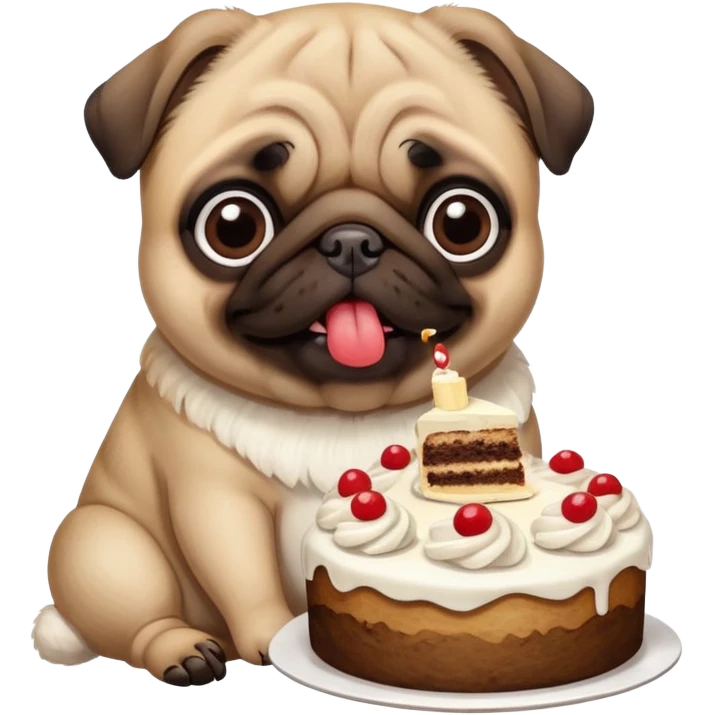 Pug with cake emoji