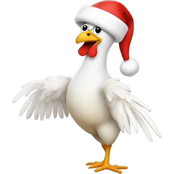 Dancing chicken in a Santa hat emoji