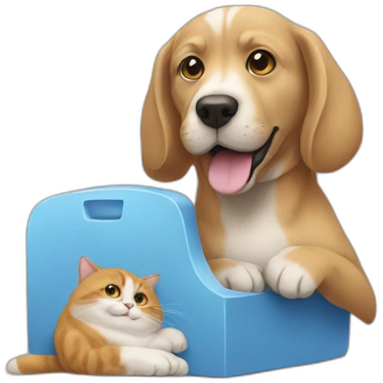 Un chat avec un chien a coter emoji