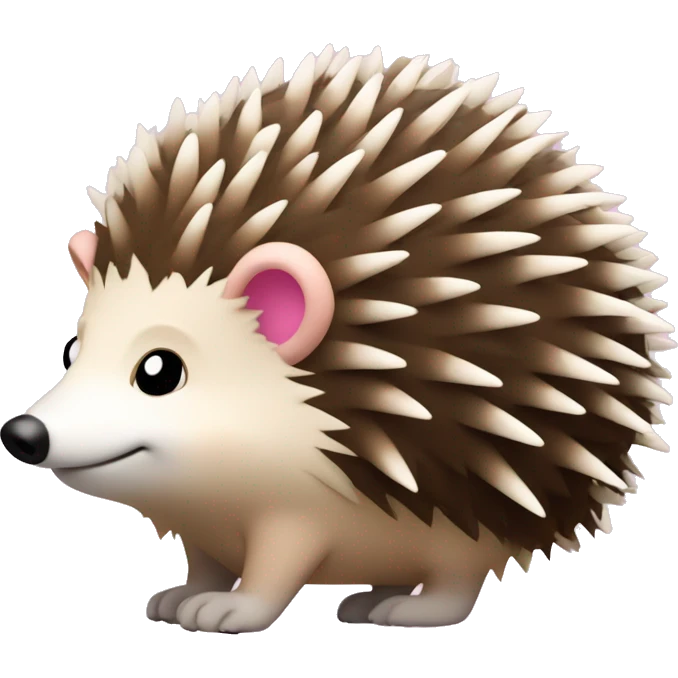 Hedgehog white brown quills one pink ear one brown ear different colored ears full body emoji