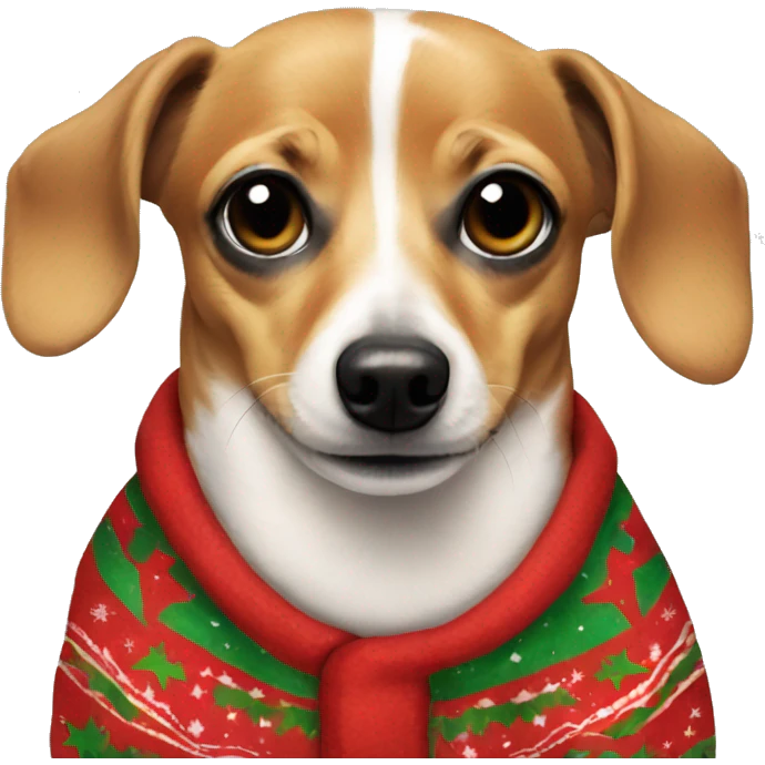 Chiweenie wearing Christmas pajamas  emoji
