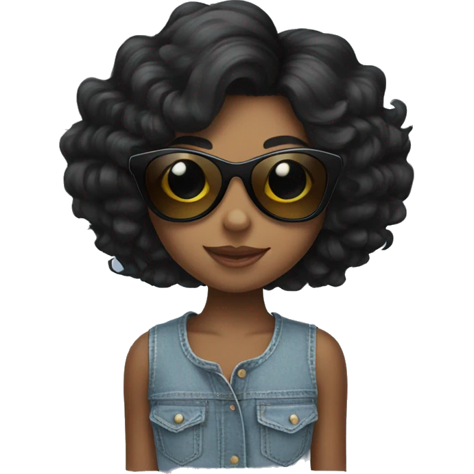 Black haired girl with heart shaped sunglasses emoji
