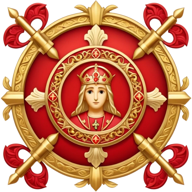 red saint emblem with holy symbols emoji
