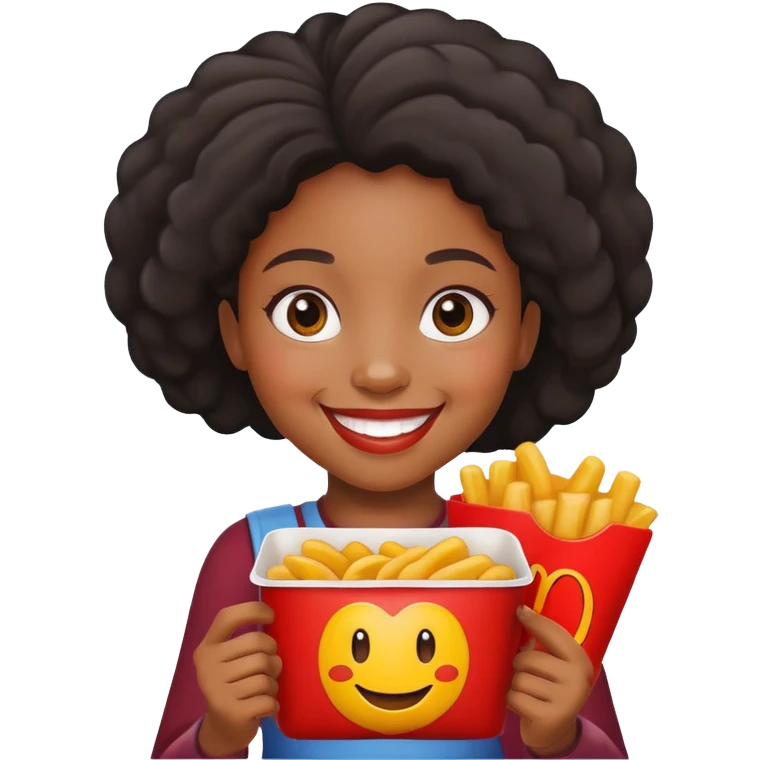 black girl holding happy meal emoji