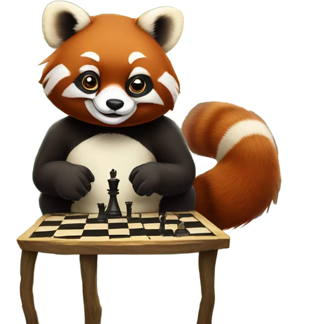 Red panda playing chess against a Huron  emoji