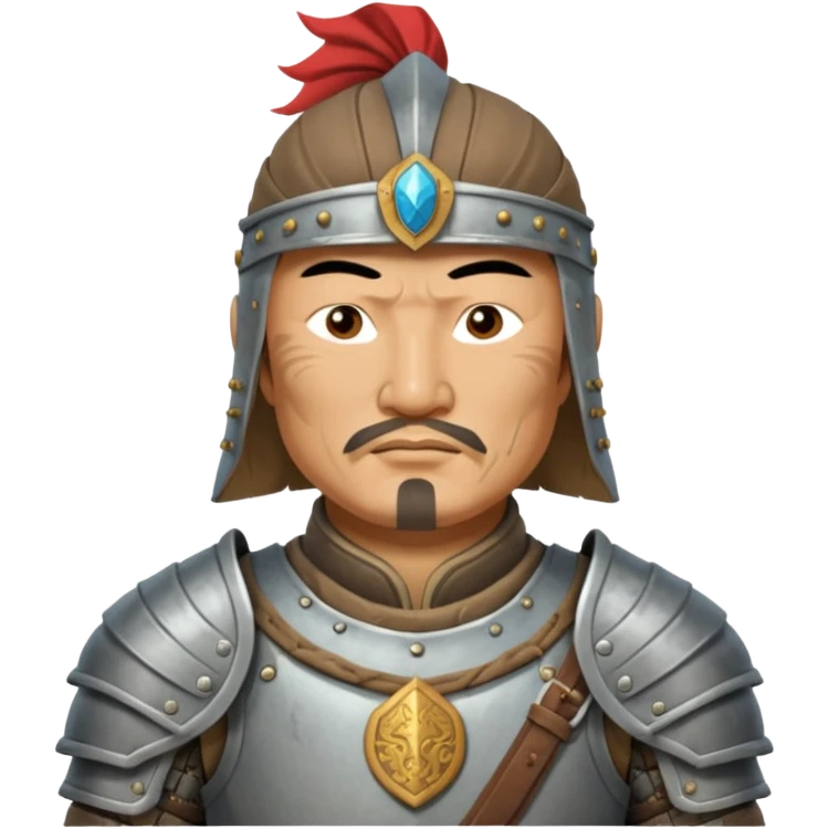 portrait of Genghis Khan in armor rotated 45 degrees to the right emoji