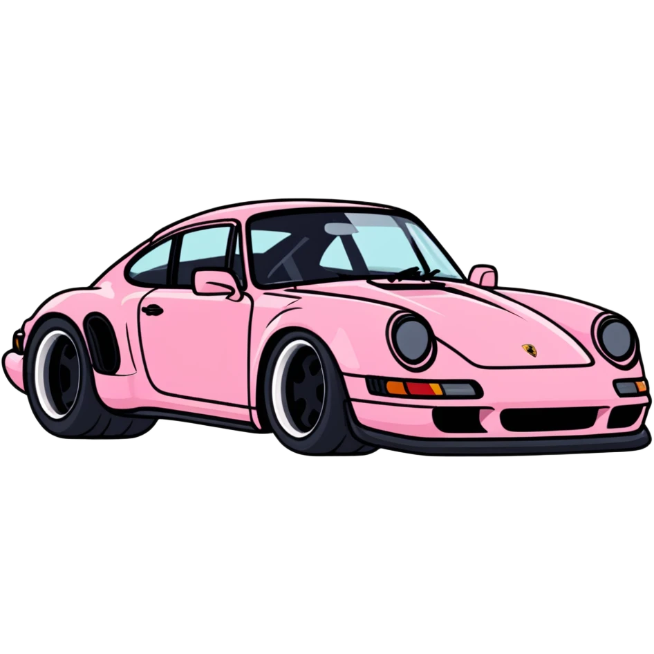 full view of a pink porsche sports car emoji