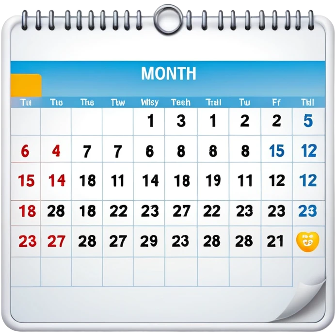 Wall calendar with a month view showing events and appointments emoji