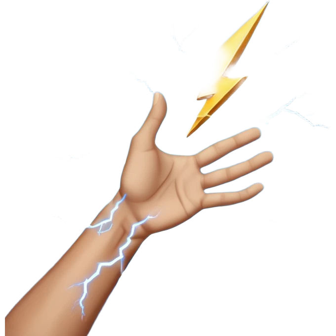 Hand catching a lightning bolt mid-air emoji