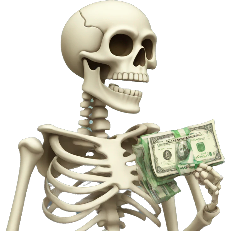 skeleton holding money emoji
