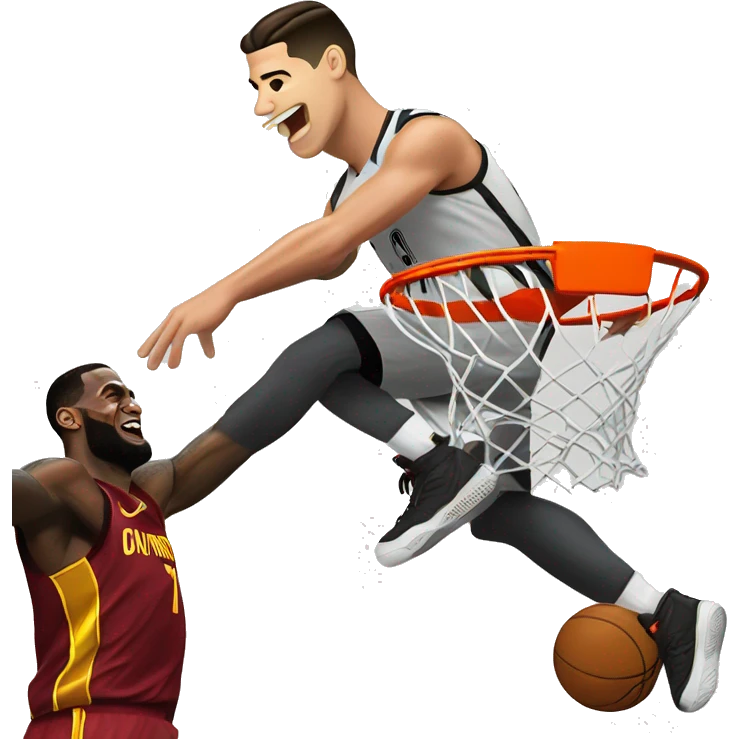 Cristiano Ronaldo dunking on LeBron James  emoji