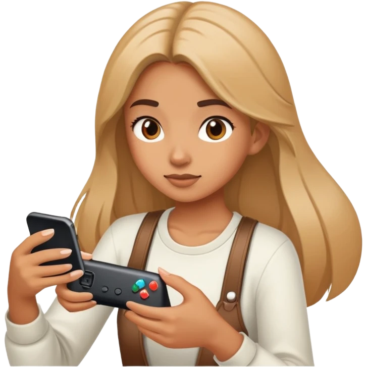 Girl playing video games on her iPhone emoji