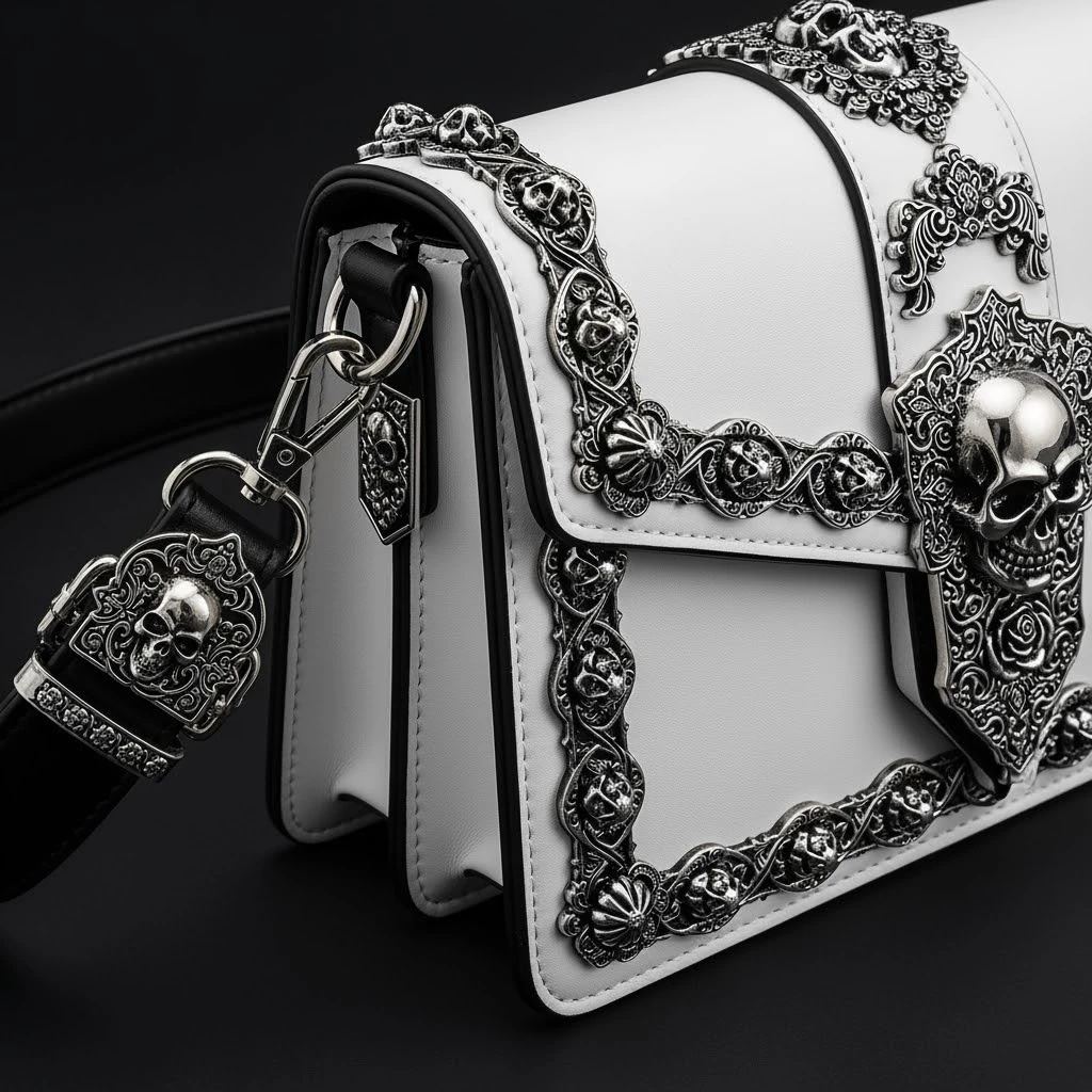 Back white gothic purse without background emoji