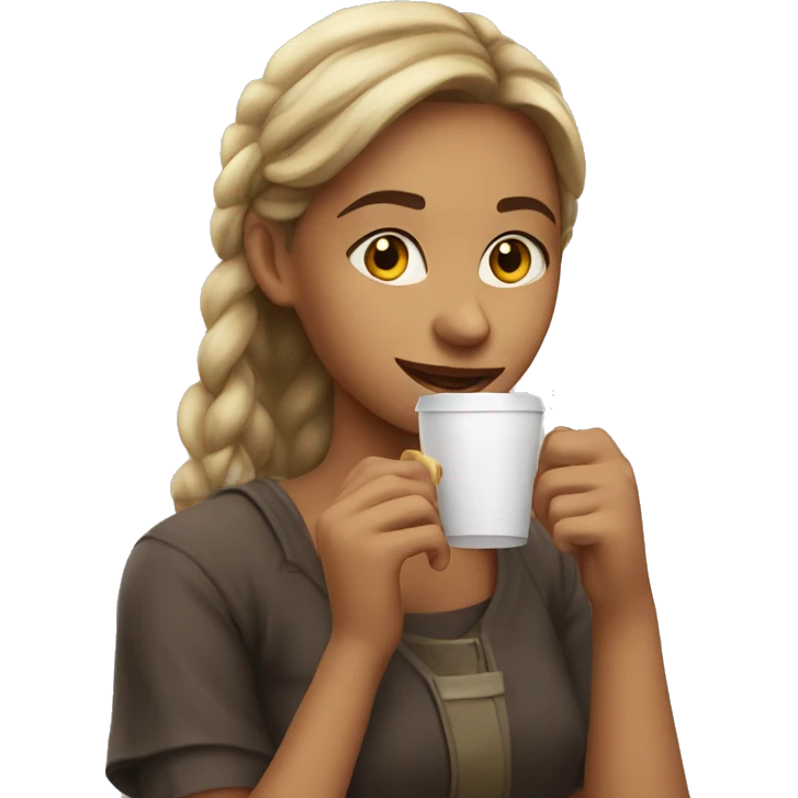 a girl drinking coffe emoji