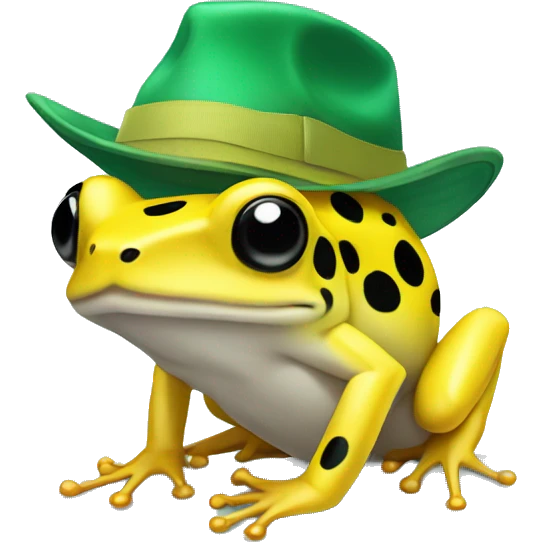 yellow dart frog with autism hat on emoji