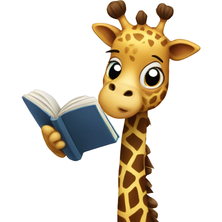 A cute giraffe with a book emoji