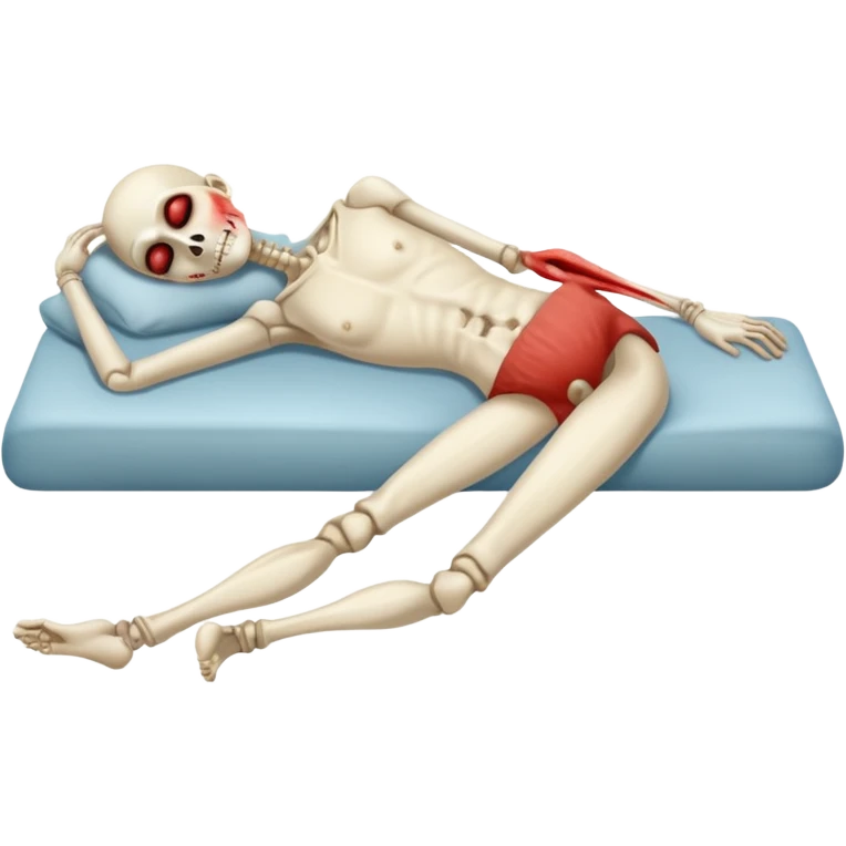 
a full-length human figure, in a lying position, with signs of death emoji