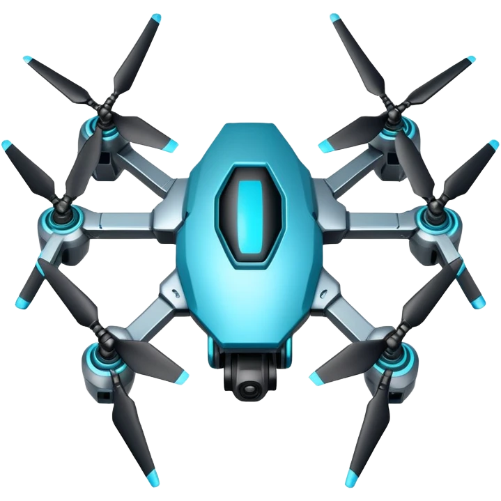 menacing combat drone with cyan accents emoji