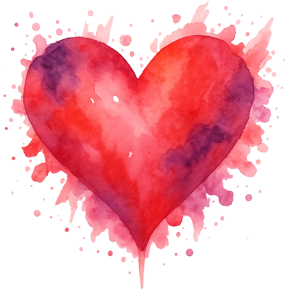 Isolate the heart with a watercolor splash, no background, in a gpt-image style. emoji