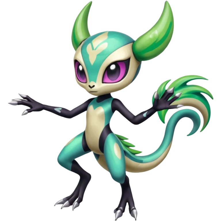 Colorful Shiny Edgy Cool Badass Painted Splashed Exotic Meloetta-Palkia-Virizion-Venom-Stitch-Fakémon-creature-hybrid emoji