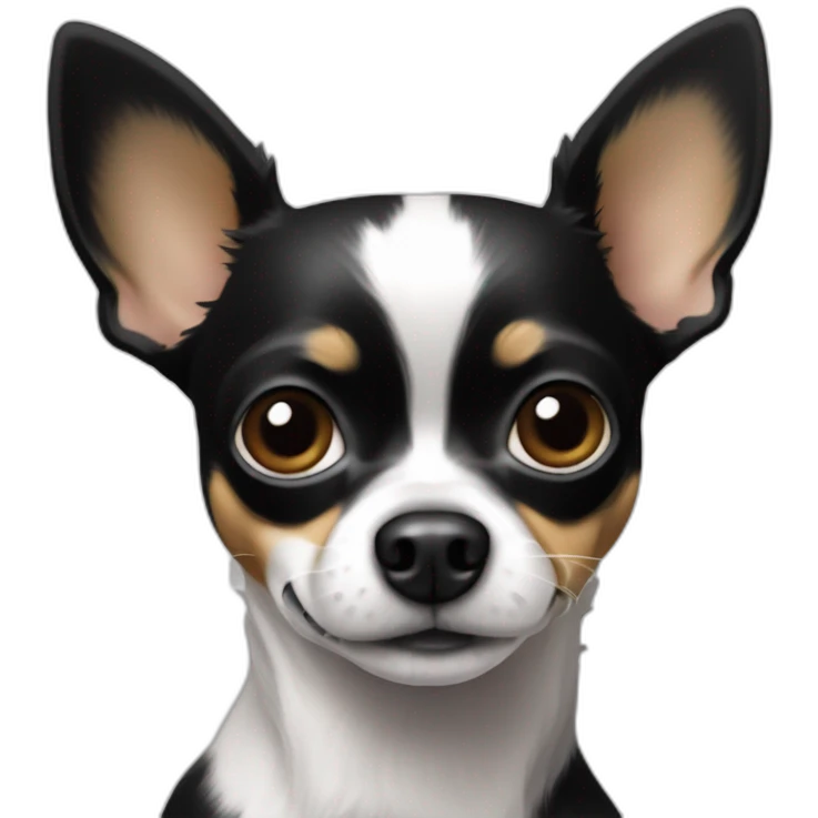 Chienne noire chihuahua poils longs ventre blanc et bouts des pattes blancs emoji