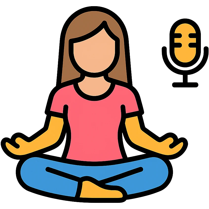 woman doing yoga with a microphone icon with color outline emoji