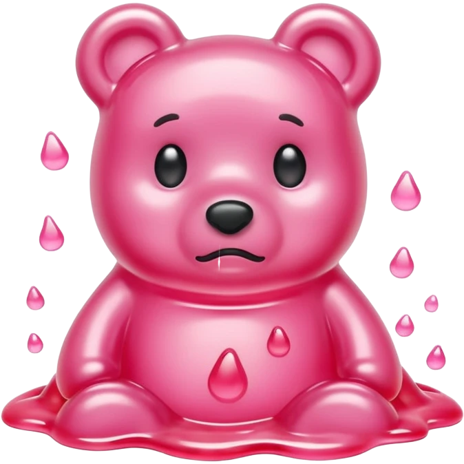 Sad light pink Gummy bear melting into ground emoji