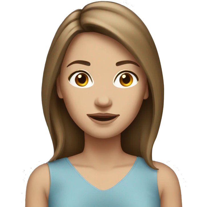 white woman shoulder length brown hair emoji
