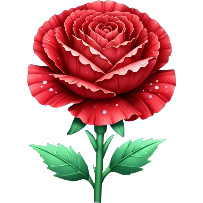 Un clavel rojo con purpurina y polvo mágico emoji