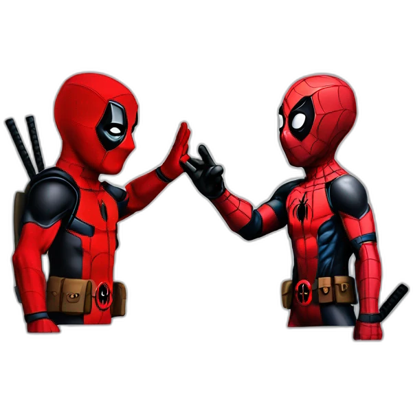 deadpool with spiderman high five emoji