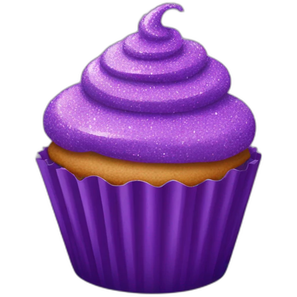Happy purple glittery cupcake  emoji