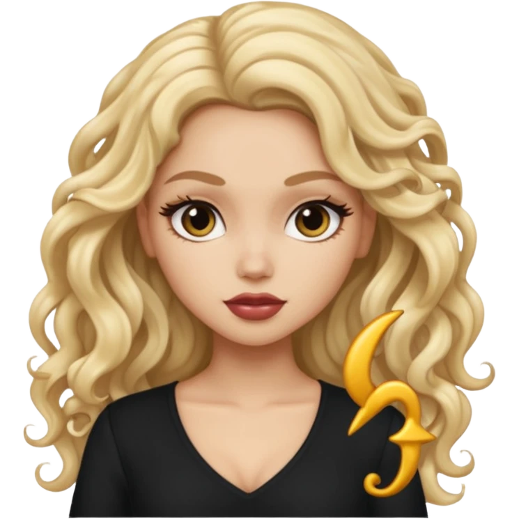 split dye leftside blonde rightside black long curly hair, pretty pale Latina bratz baddie emoji