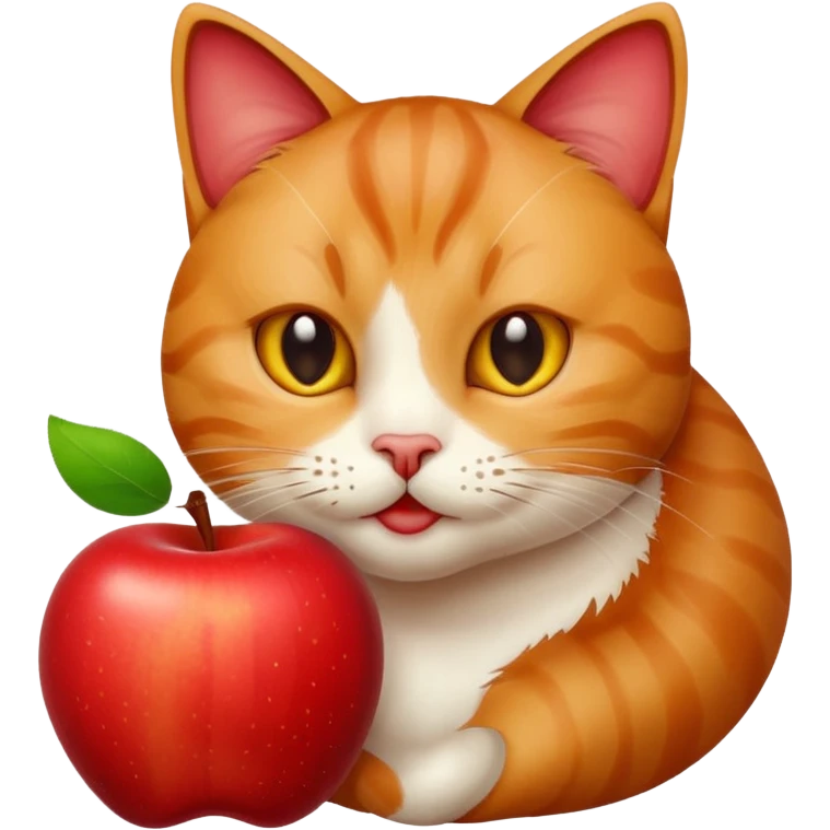 Gato comendo maçã emoji