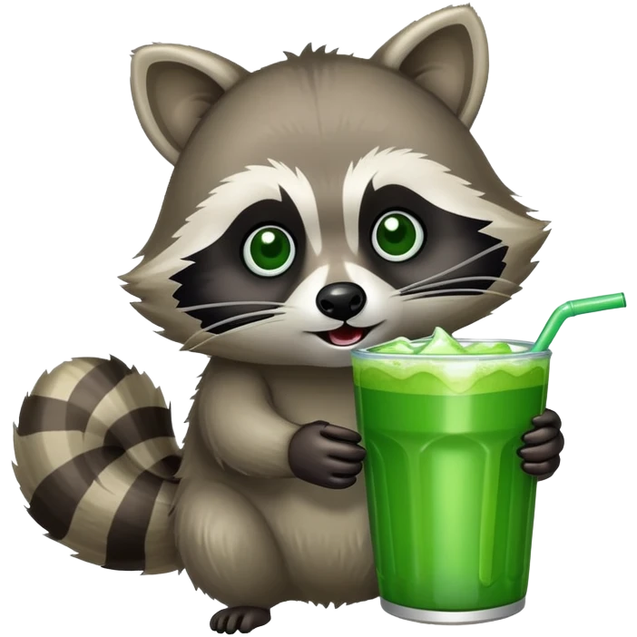 raccoon drinking a monster drink emoji