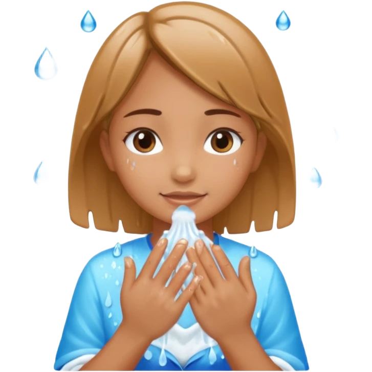 دختری که دارد دست و صورتش را میشورد emoji