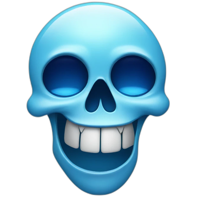 Skull laugh crying with blue tears emoji