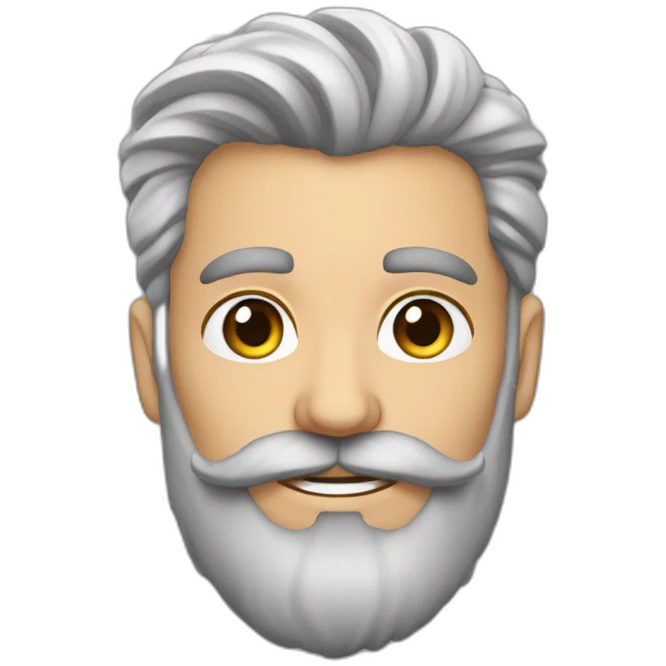 hombre pelo gris barba de candado con pastel emoji
