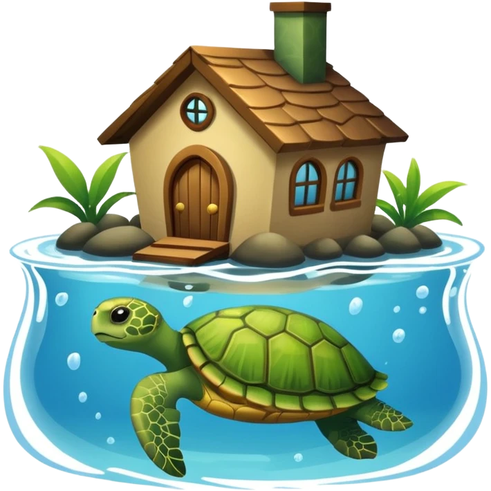 pet turtle in water house emoji