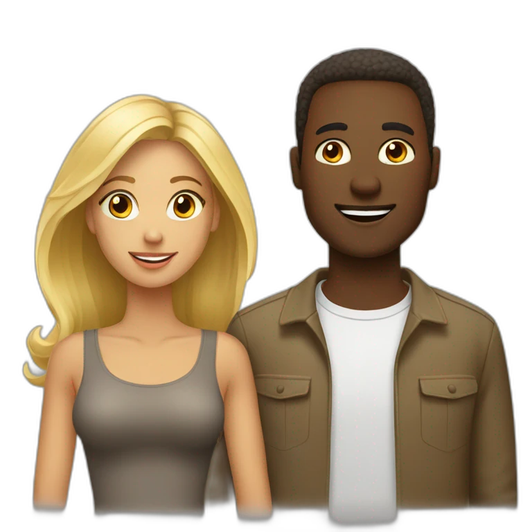 Homme africain brun avec femme blonde emoji