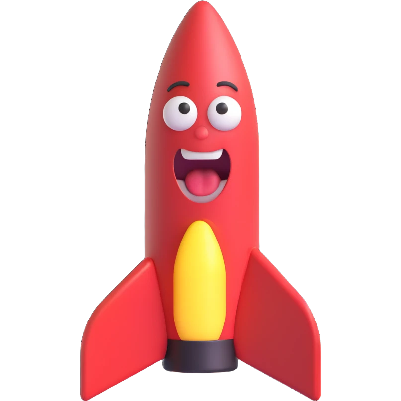 rocket man with a screaming face and farting, 3D emoji style emoji