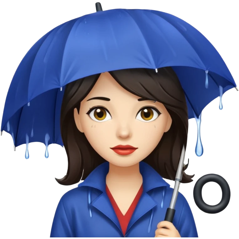 she getting wet (umbrella, dripping dark hair) emoji