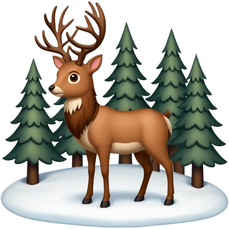 Ein Re das in einem Wald ist und es Schneit emoji