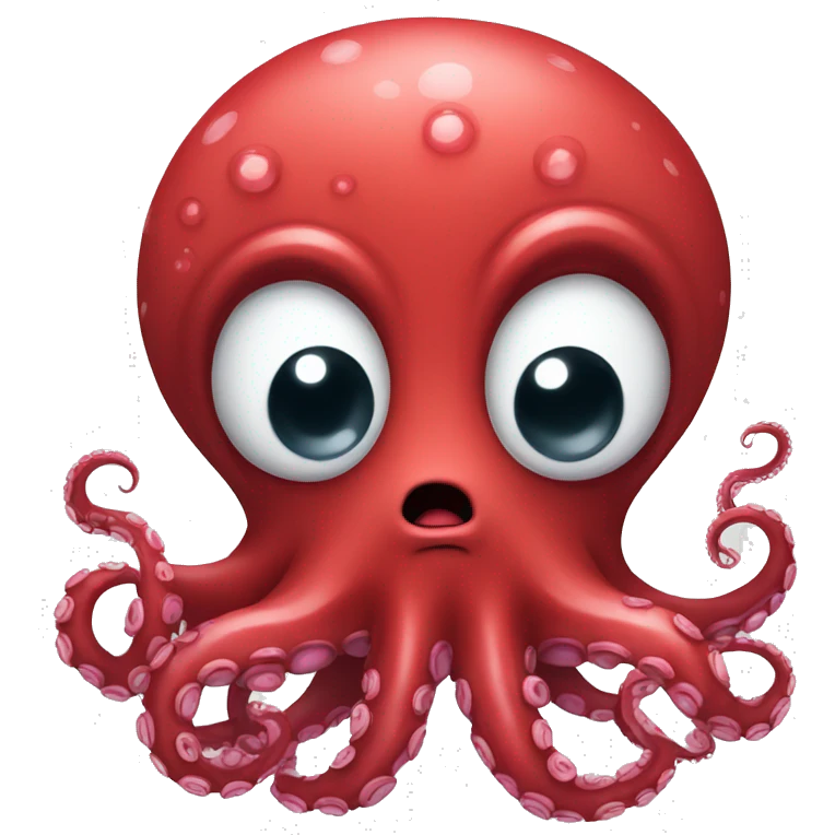 red cartoon octopus with scared emoji