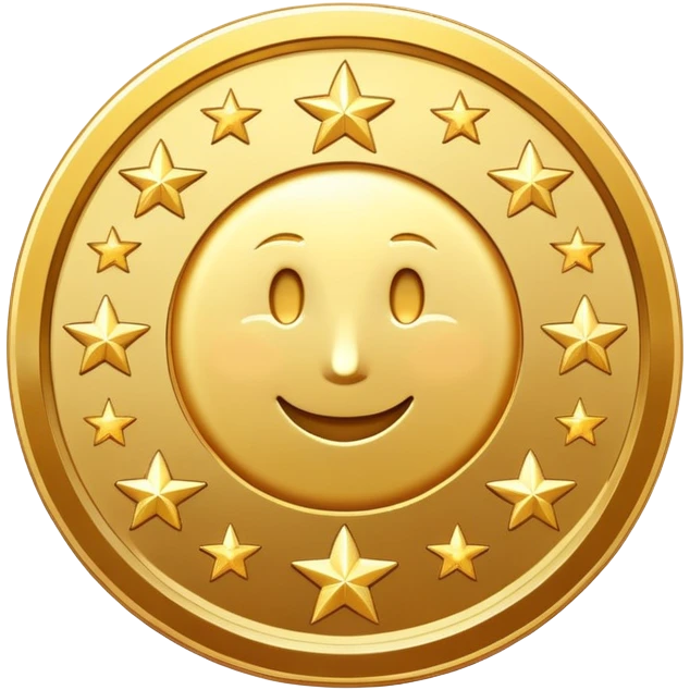golden coin surrounded by sparkling stars emoji
