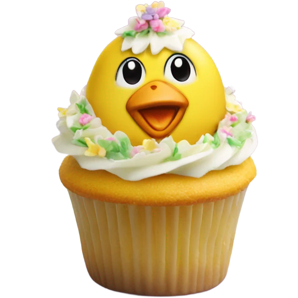 beautifully decorated Easter chick cupcake emoji