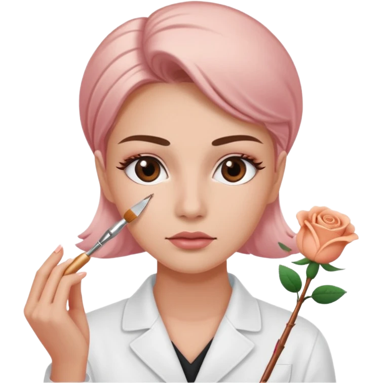 Esthéticienne concentrée brossant un sourcil avec un spoolie rose gold emoji