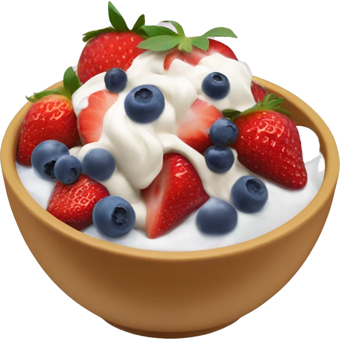 fruit yogurt bowl with strawberries, ice cream, and blueberries  emoji