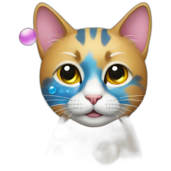 Cat with colorfull bubbles emoji
